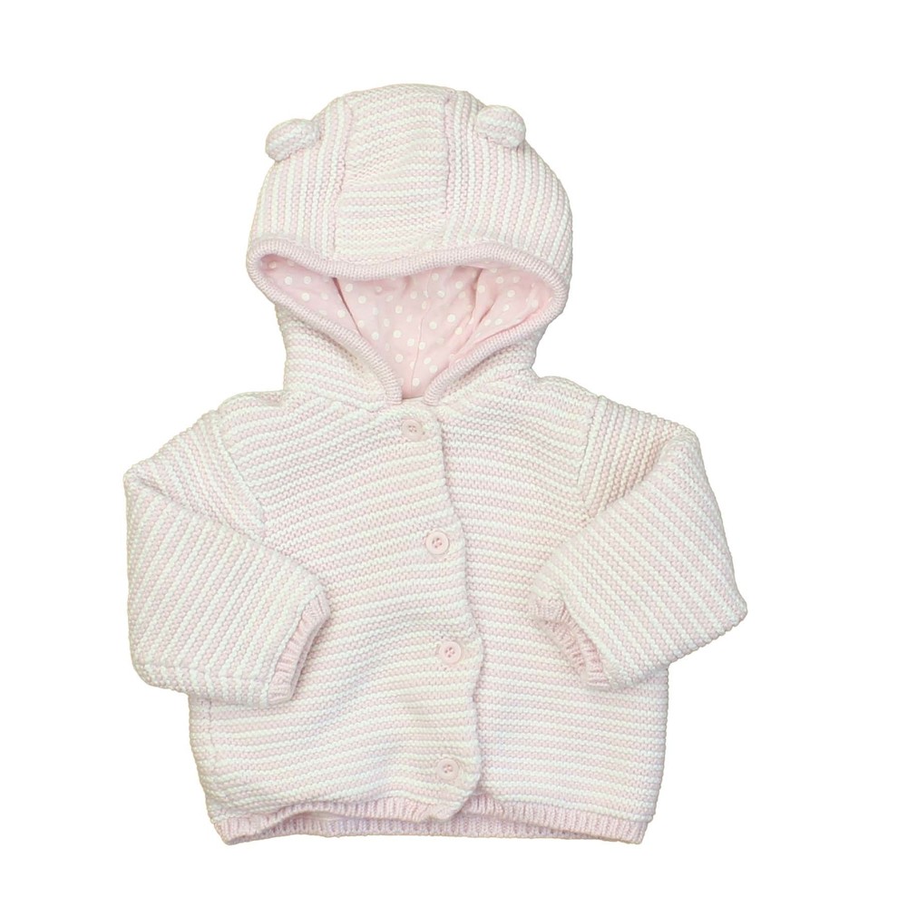 Little Me Pink and White Knit Sweater